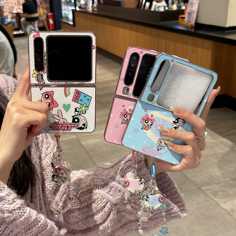 Casing ponsel lipat untuk Huawei Pura X, lapisan kulit, gelang polisi gadis cinta, casing ponsel TPU