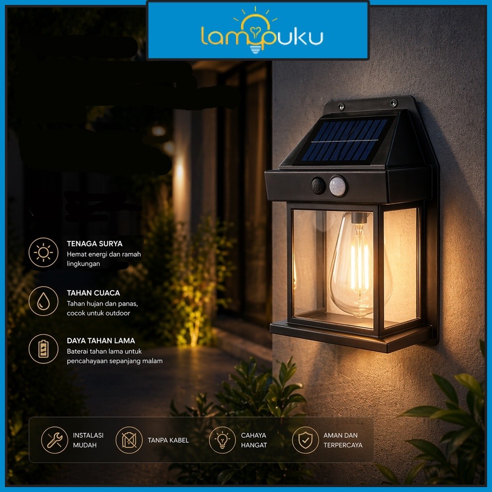 Lampu Taman Tenaga Surya Lampu Teras Dinding Solar Cell Indoor Outdoor