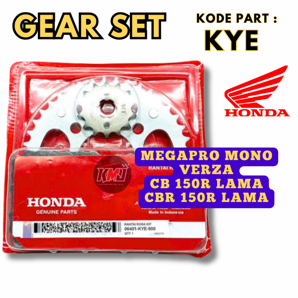 06401-KYE-900 Gear Set Rantai Set KYE Original Honda CBR 150R LAMA CB 150R LAMA VERZA MEGAPRO MONO D