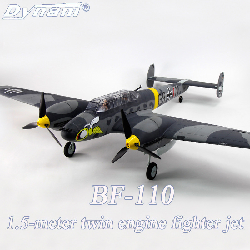 Dynam Bf-110 Messersmitt Jet 1.5-Meter Wingspan Twin Engine Realistic Fighter Remote Control Fixed W