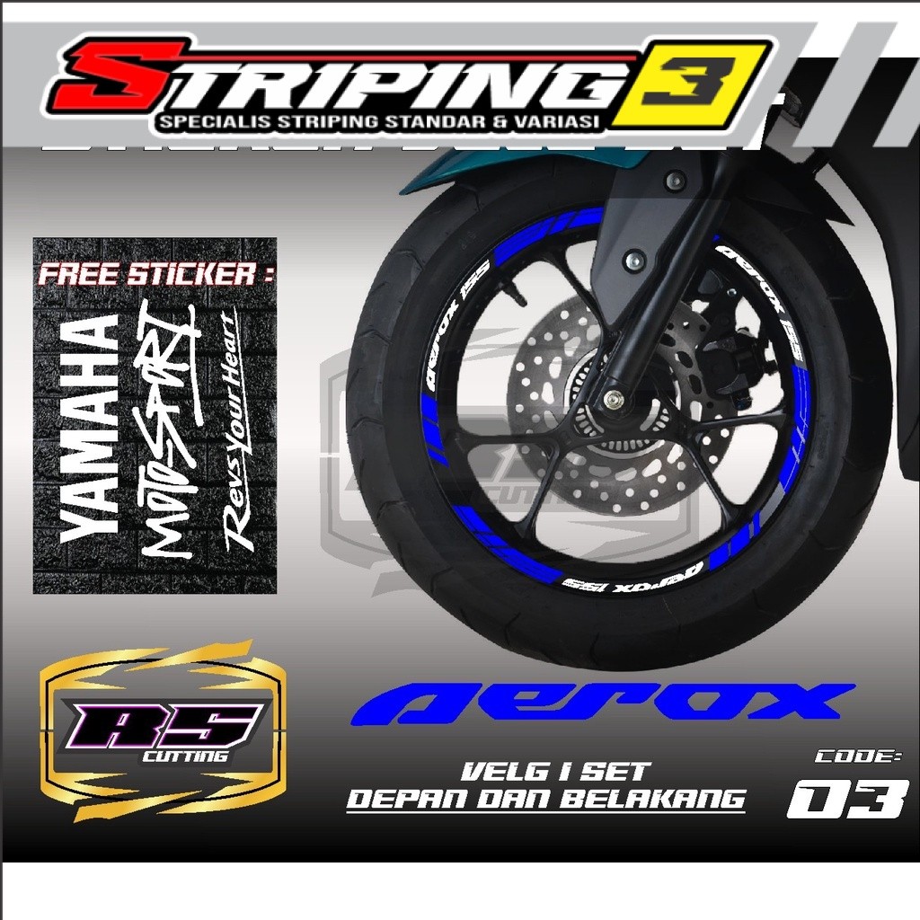 Sticker Velg Aerox- Aksesoris Motor Stiker Lis Velg Honda All Aerox Skotlet Sticker Lis Pelek List B