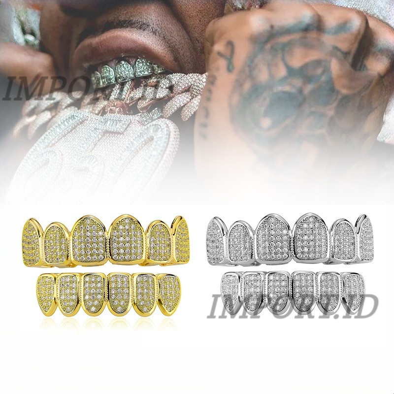 Gigi Emas Palsu Gigi Berlian Hip Hop Hip Hop Zircon Teeth Grillz