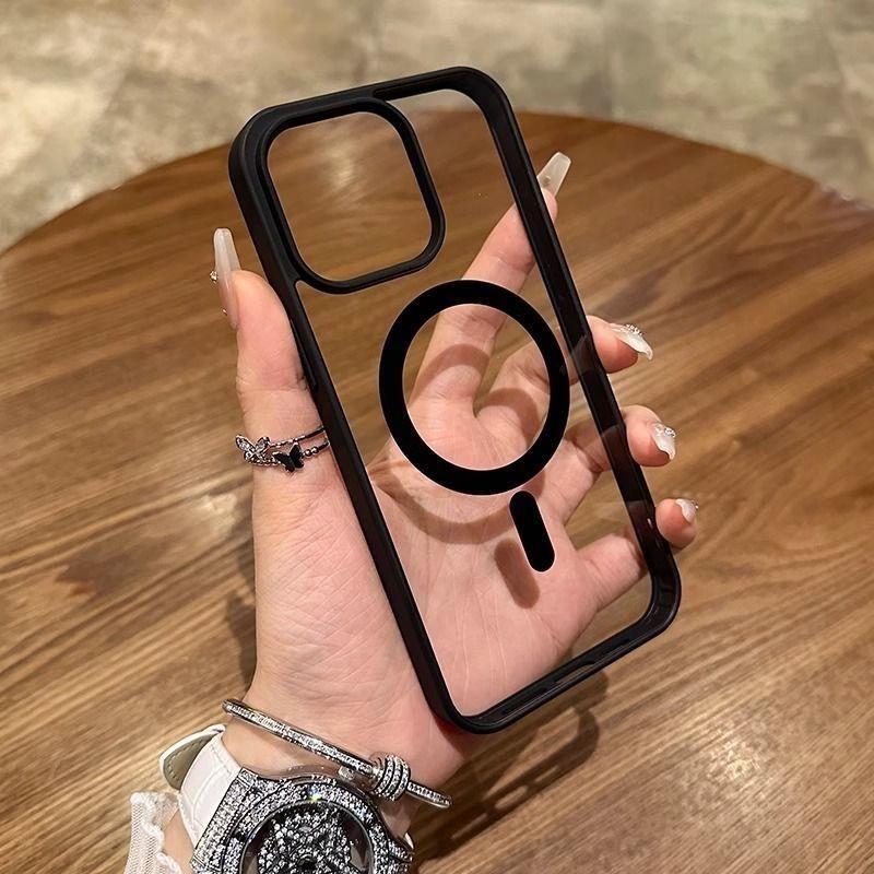 (+Kotak Kemasan) Casing Magsafe Clear HD Hybrid Desert Titanium, Softcase Full Cover Hitam Transpara