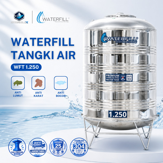 Tangki Air WaterFill 1.250 Liter Stainless Toren Air Tandon Air Anti Karat Tahan Lama