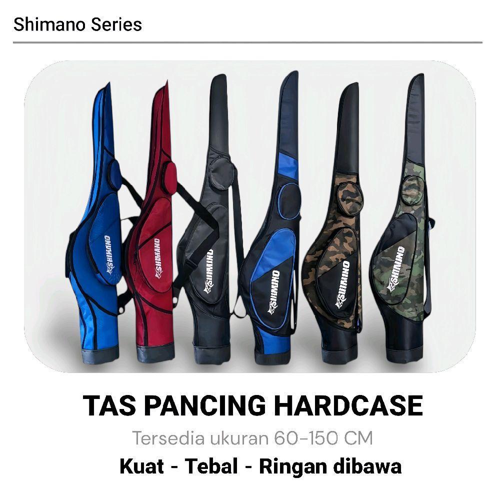 Shimano Tas Pancing Joran Hardcase Dilapisi Fiber Tebal Double Kantong Ukuran 60-150cm Muat 3-4 Jora