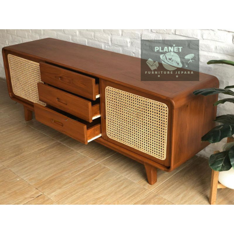 Buffet minimalis jati - buffet tv jati - buffet retro kayu jati - buffet scandinavian jati