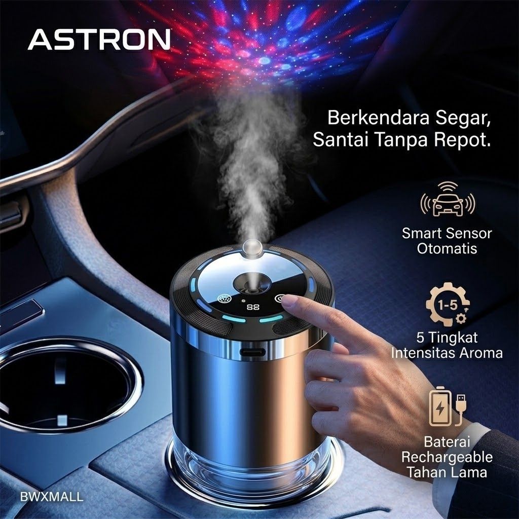 ASTRON M90 Diffuser Mobil Smart Sensor Pengharum Ruangan Otomatis Pewangi Aromaterapi Baterai Cas La