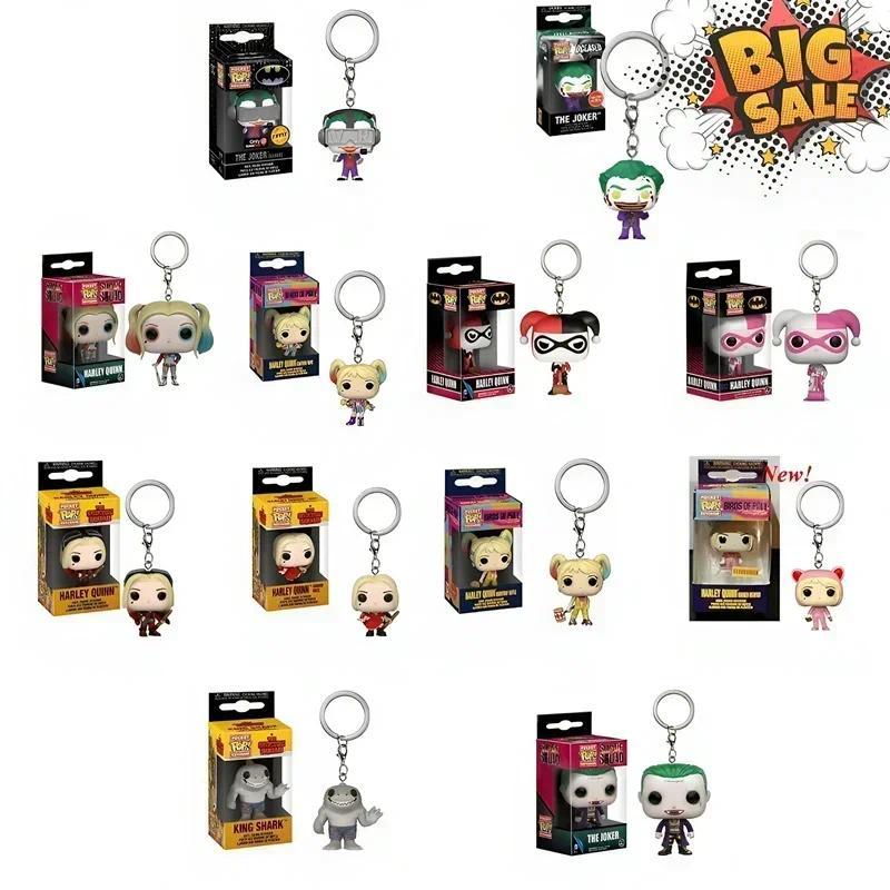 BIG SALE DC Universe Funko Pocket Pop Keyain Joker Harley Quinn King Shark Collectible Keya Bag arms