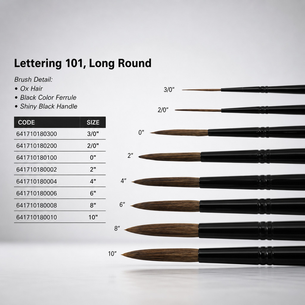 de goya Kuas Lettering 101 Long Round - Kuas Lukis Bulu Ox Hair Kualitas Premium