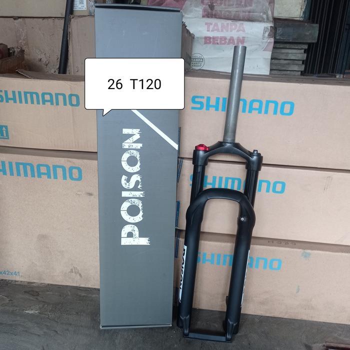 fork shockbreaker sepeda depan 26 mtb poison alloy travel 120 T120