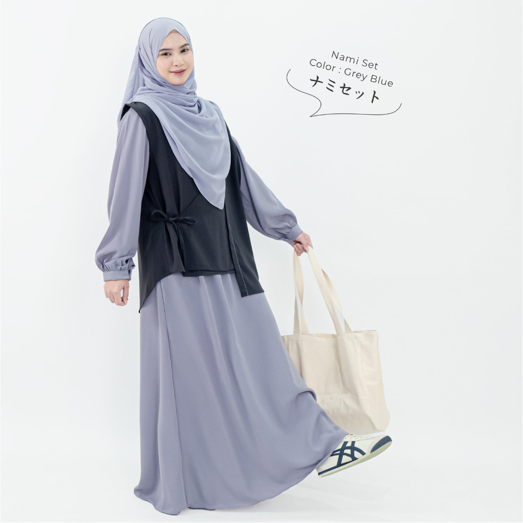 LIMITED Mininos Nami Set Outer Gamis Muslimah Setelan Wanita Gamis Set Outer