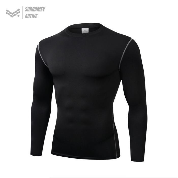 Surramey Active Kaos Gym Lengan Panjang Sport Pria Manset Baselayer Compression Shirt Baju Olahraga 