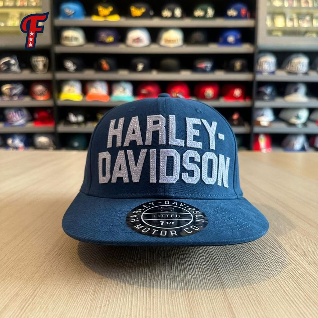 Topi Harley Davidson Motor Blue Fitted Hat original
