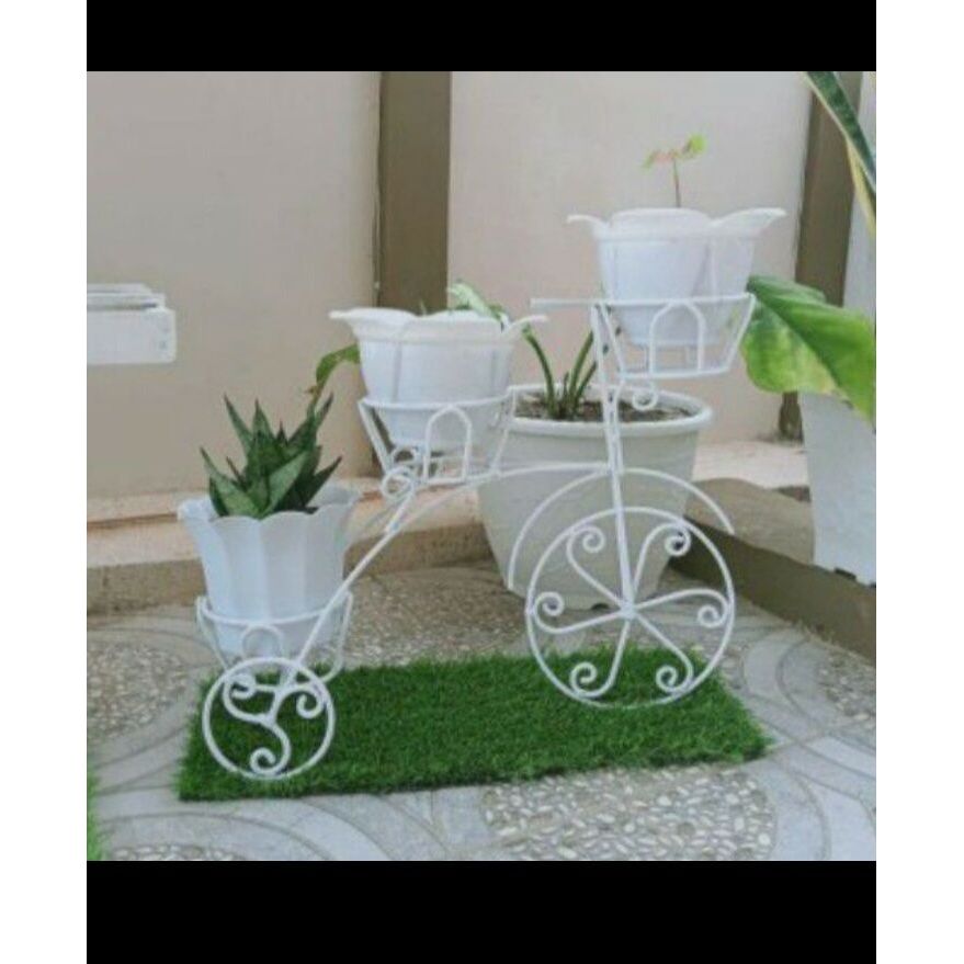 STANDING RAK POT BUNGA BESI HIAS MODEL SEPEDA CANTIK