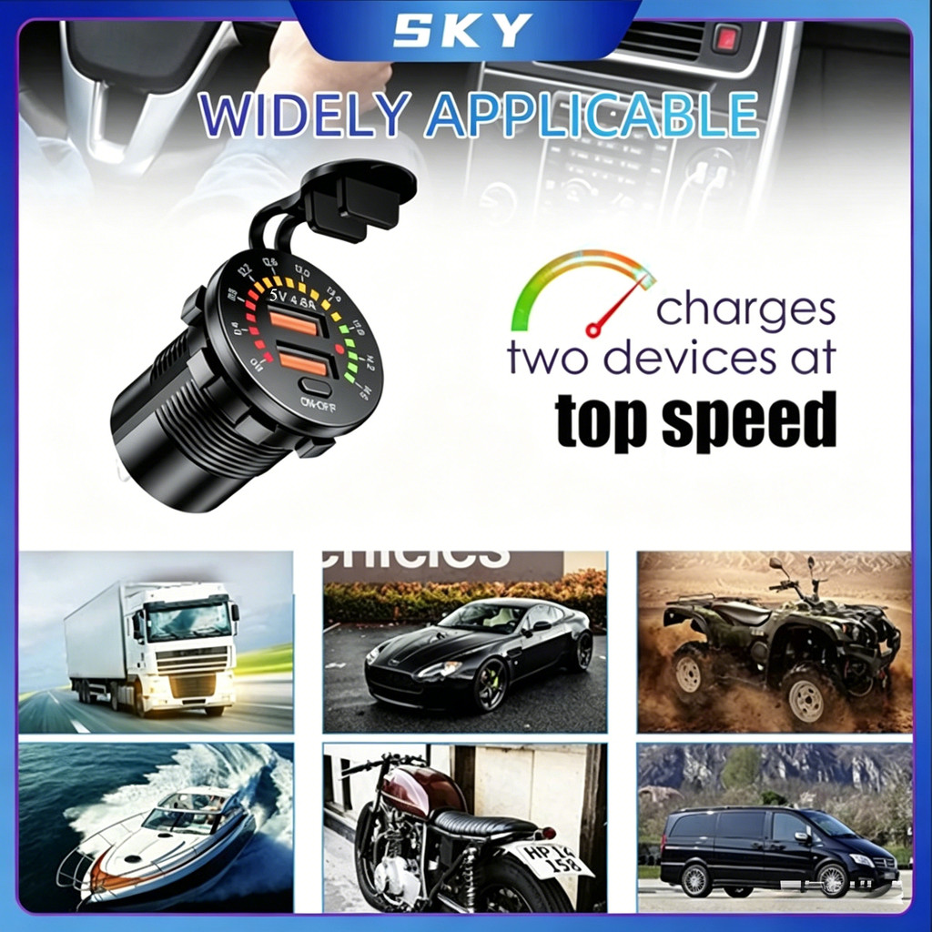QC3.0 36W 6A 12V Charger Mobil Fast Charging 65 Watt/charger Mobil 24 Volt Truk/usb Mobil Charger Fa