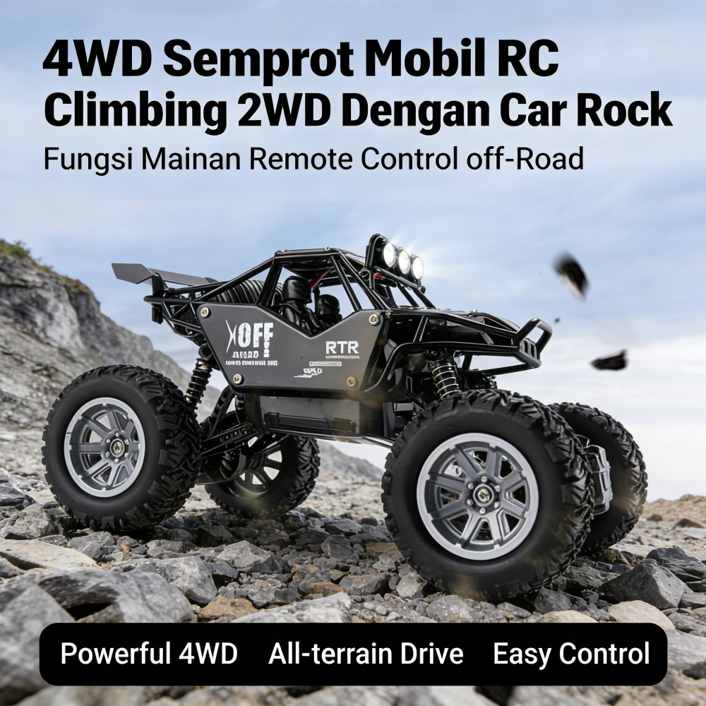 Climbing Car RC 2WD 4WD Remote Mainan Fungsi Rock Semprot Dengan