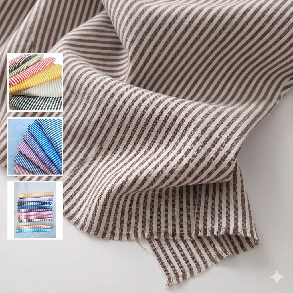 Kain Katun Yarndyed Motif Garis Stripe /Kain Salur 4mm/08 Lebar 150cm Kain Katun Jepang Tokai Senko 