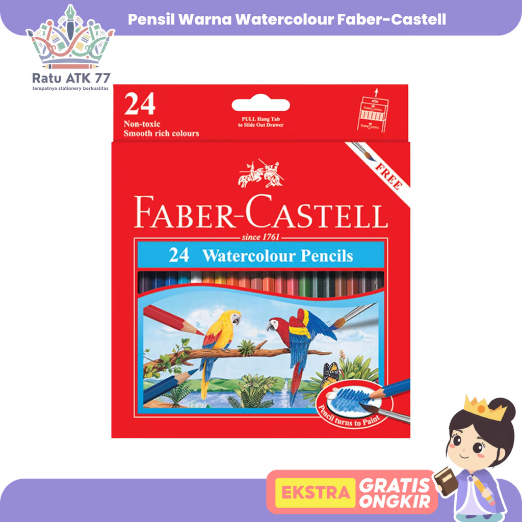 Faber-Castell Pensil Warna Faber Castell 24 Watercolour grosir ecer - SET SHRAT