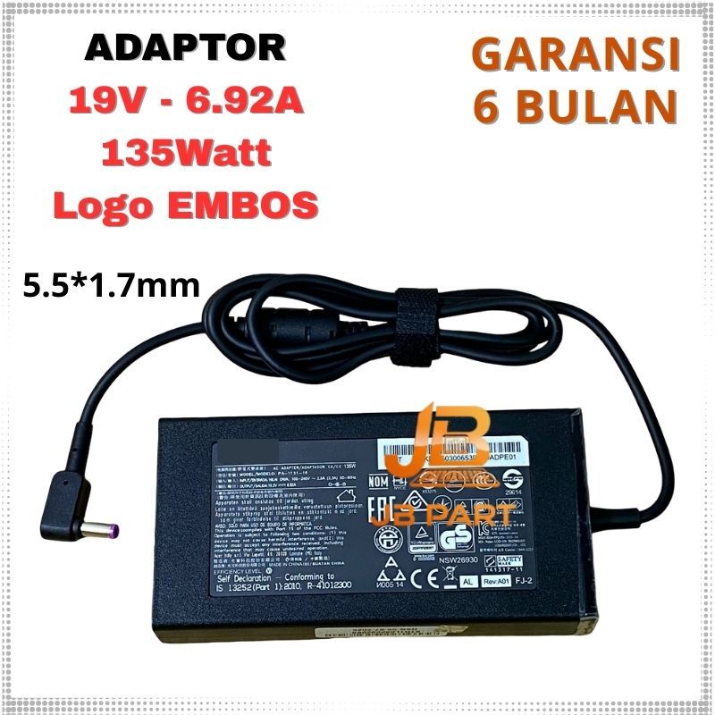 Charger Adaptor ACER NITRO 5 RYZEN 7 AN515-44 AN515-52 AN515-54 AN515 135W -JBPART