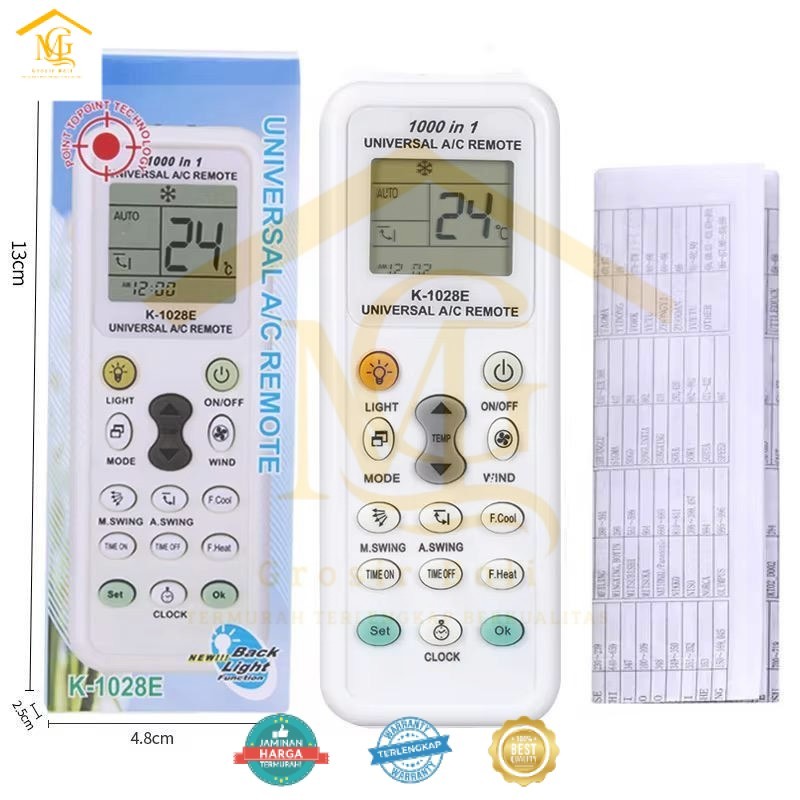 REMOTE AC UNIVERSAL 1000 IN 1 K1028E REMOTE AC SEMUA TIPE AC AIR CONDITIONER MURAH BERKUALITAS TAHAN