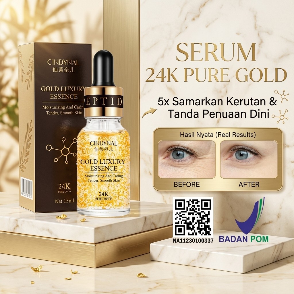 Serum CINDYNAL Pure Gold 24K 15ML Essence Premium Original BPOM