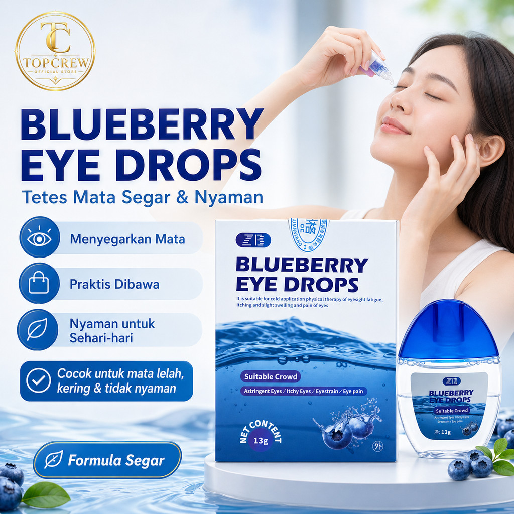 TOPCREW Blueberry Eye Drops Tetes Mata Segar  Untuk Mata Lelah Kering Gatal Nyaman Dipakai Sehari Ha