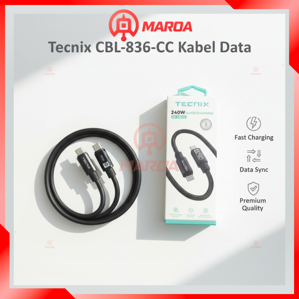 Tecnix CBL-836-CC Kabel Data Charger Type-C to Type-C Fast Charging 240W
