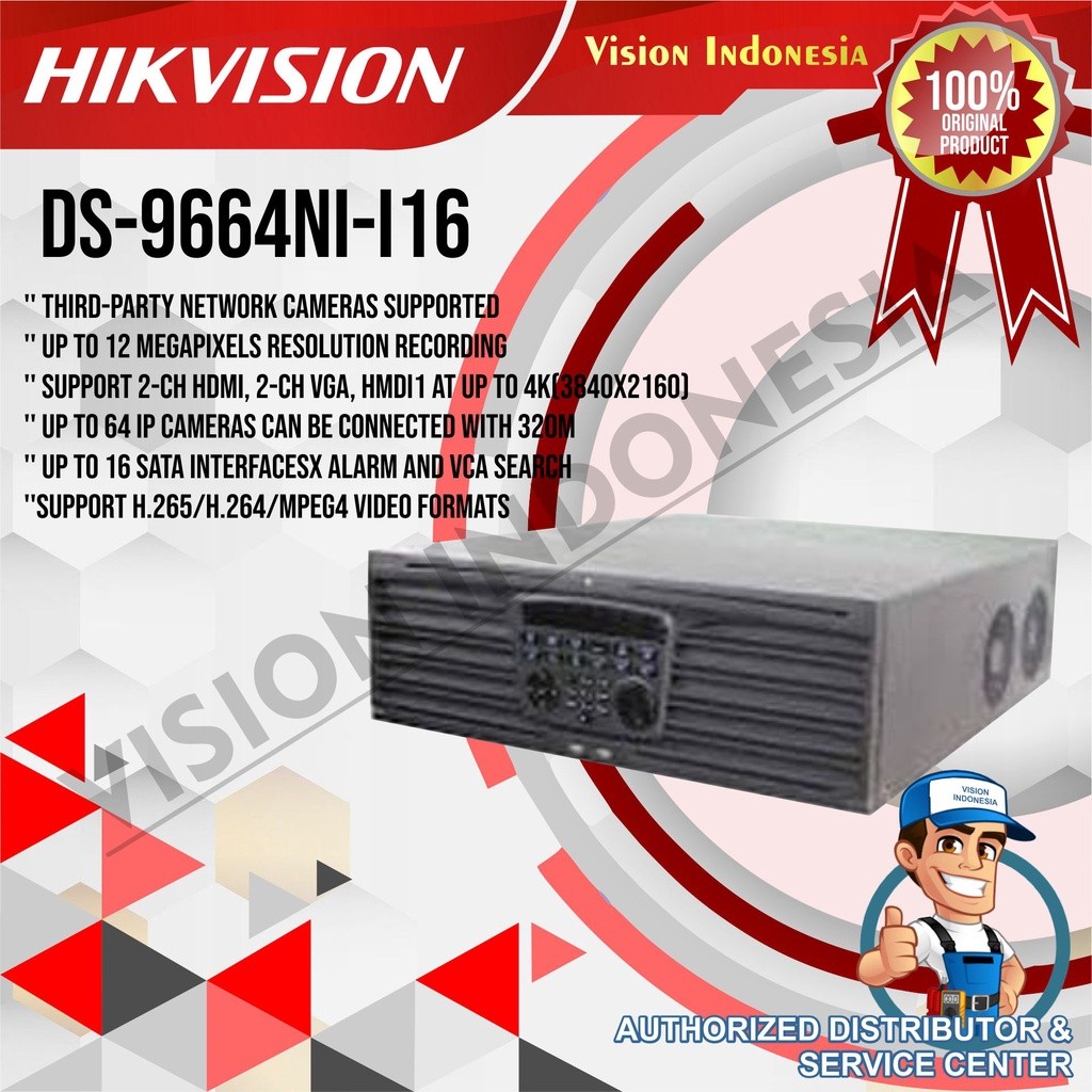 HIKVISION SMART NVR 64 CHANNEL 16 SLOT HDD - DS-9664NI-I16