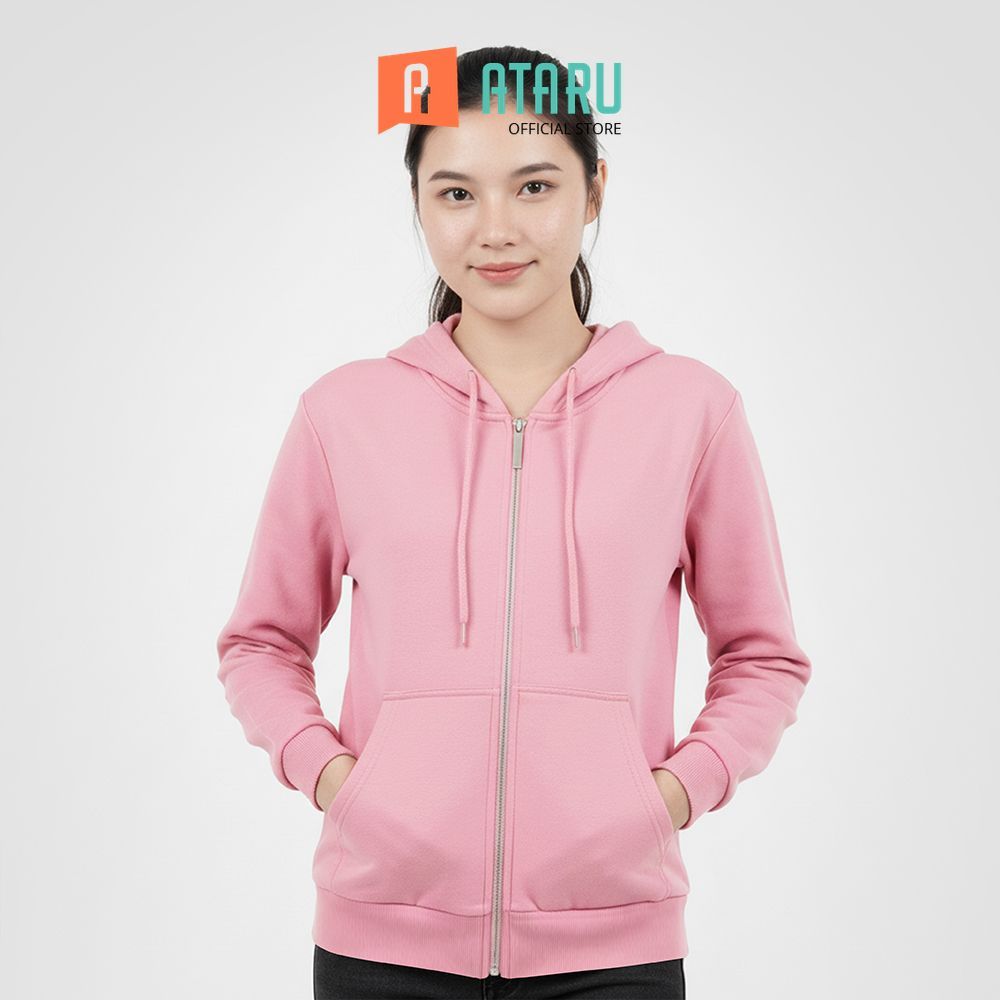Ataru Jaket Hoodie Crop All Size - Dusty Pink Jaket Serbaguna Jaket Kupluk Cewek Fashion Wanita Oute
