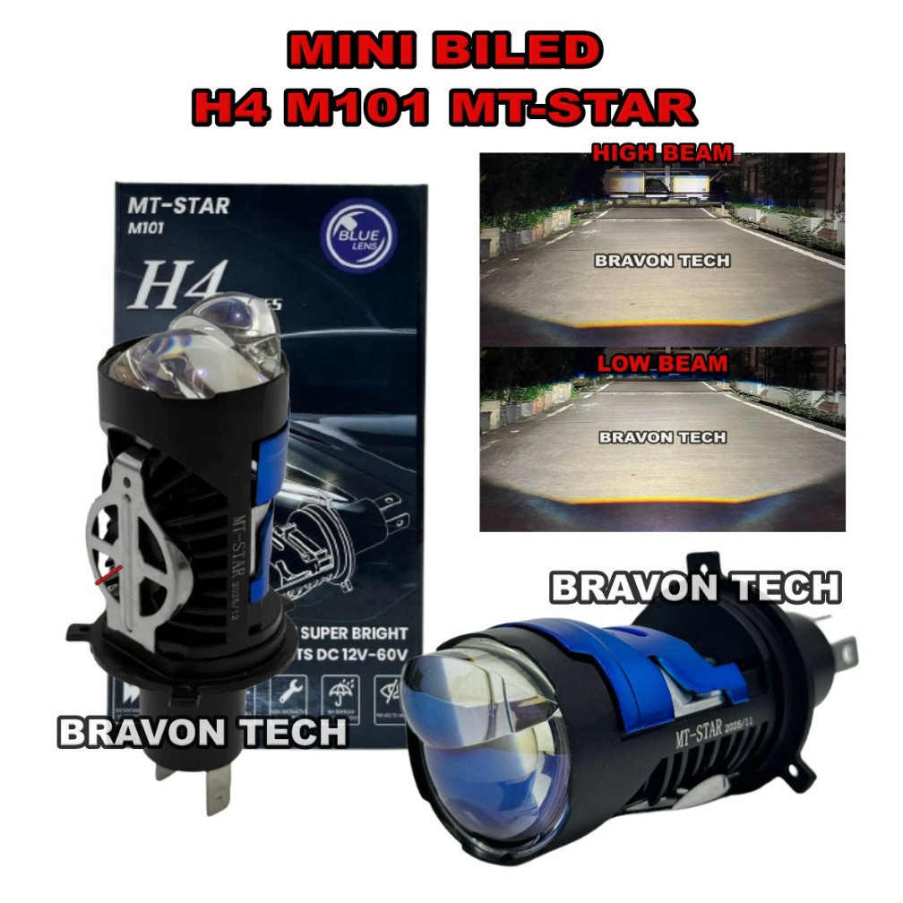 Lampu Utama H4 M101 MT-STAR Projie H4 Mini Projector Lens Lensa Motor Mobil Headlight Headlamp
