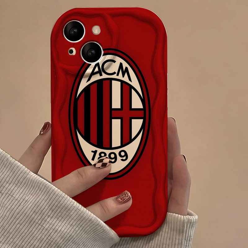 Casing iPhone Redmi Logo Ac Milan Untuk iPhone 16 15 14 13 12 11 Mini Pro E MAX Untuk Redmi 9A 12C 1