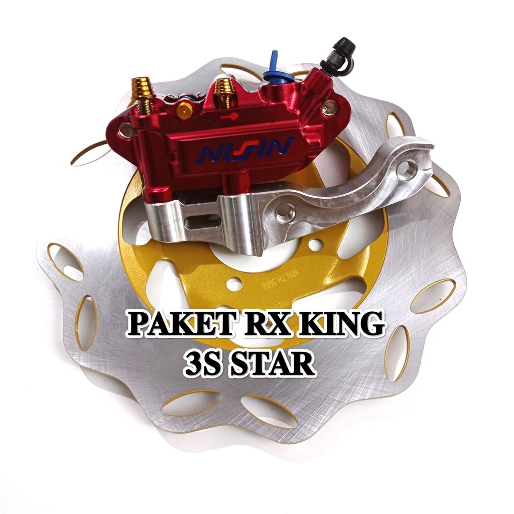 PAKET KALIPER MONOBLOK 4 PISTON NISSIN + PIRINGAN CAKRAM RX KING + BREKET KALIPER RX KING