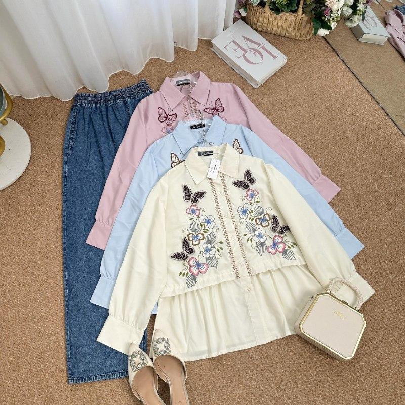 Asofa Cila One Or Set Blouse Aksen Bordir Mix Celana Jeans