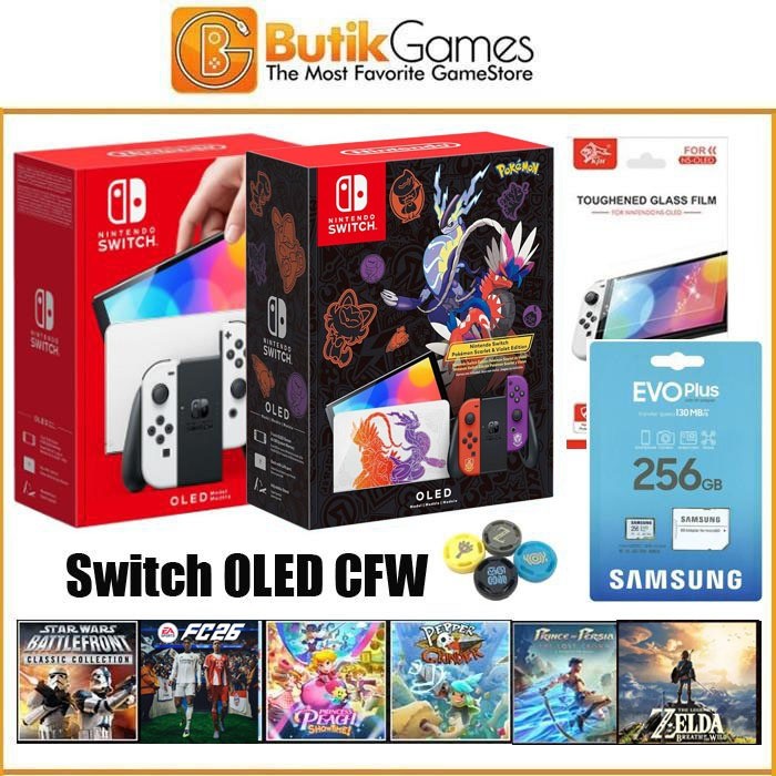 [Sameday Instant Kurir] Nintendo Switch OLED CFW 256GB 512GB Full Game Second Bekas