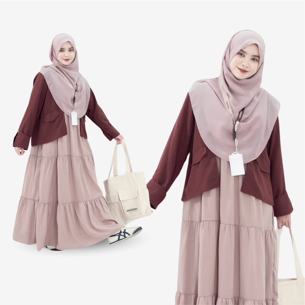 Mininos Sora Set 2in1 Gamis Setelan Muslimah Set Outer