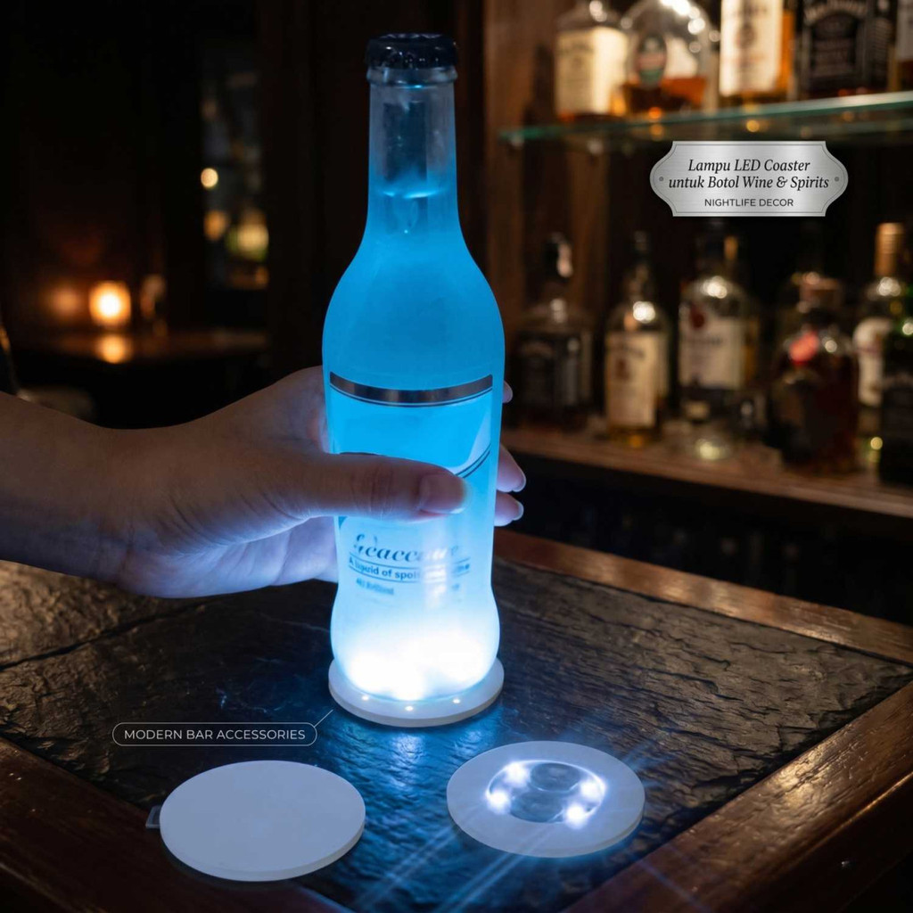 Lampu Alas Botol Wine Bottle Stickers LED Coaster Light - LG230