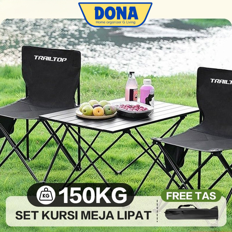 [READY] DONA Kursi Dan Meja Lipat Outdoor 1 Set Kursi Camping Lipat Meja Cafe Outdoor