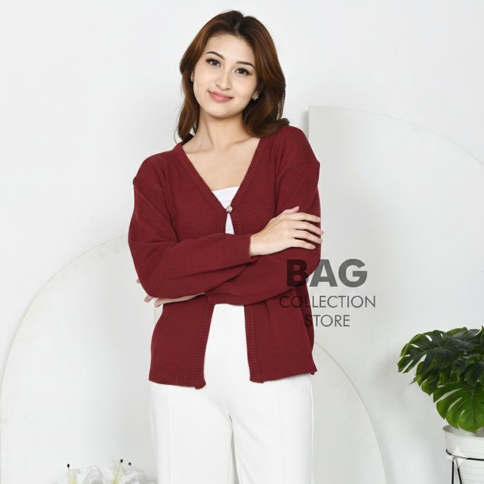 (Maison Femme) BAG - Mahyra Cardigan Kancing Satu Outer Rajut Atasan Wanita Kekinian Korean Style - 