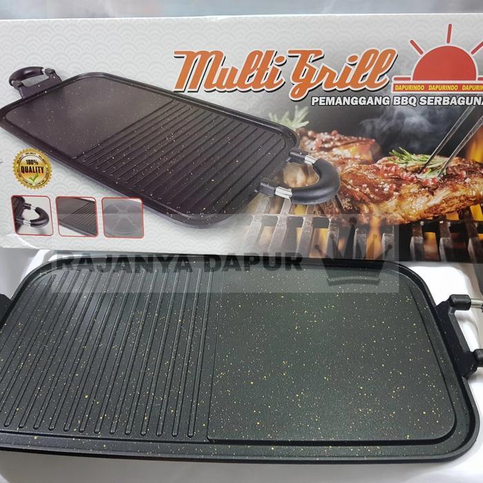 Multigrillpan panggangan grill segi panjang teflon / alat bbq BBQ - MULTIGRIL MERAH