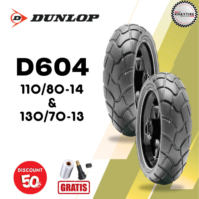 SEPASANG Ban Motor DUNLOP D604 110/80-14 & 130/70-13 Tubeless