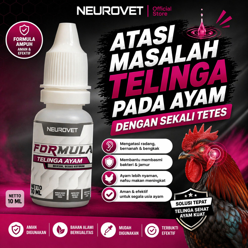 Neurovet Obat Tetes Mata Ayam mata merah, berair, kena jalu