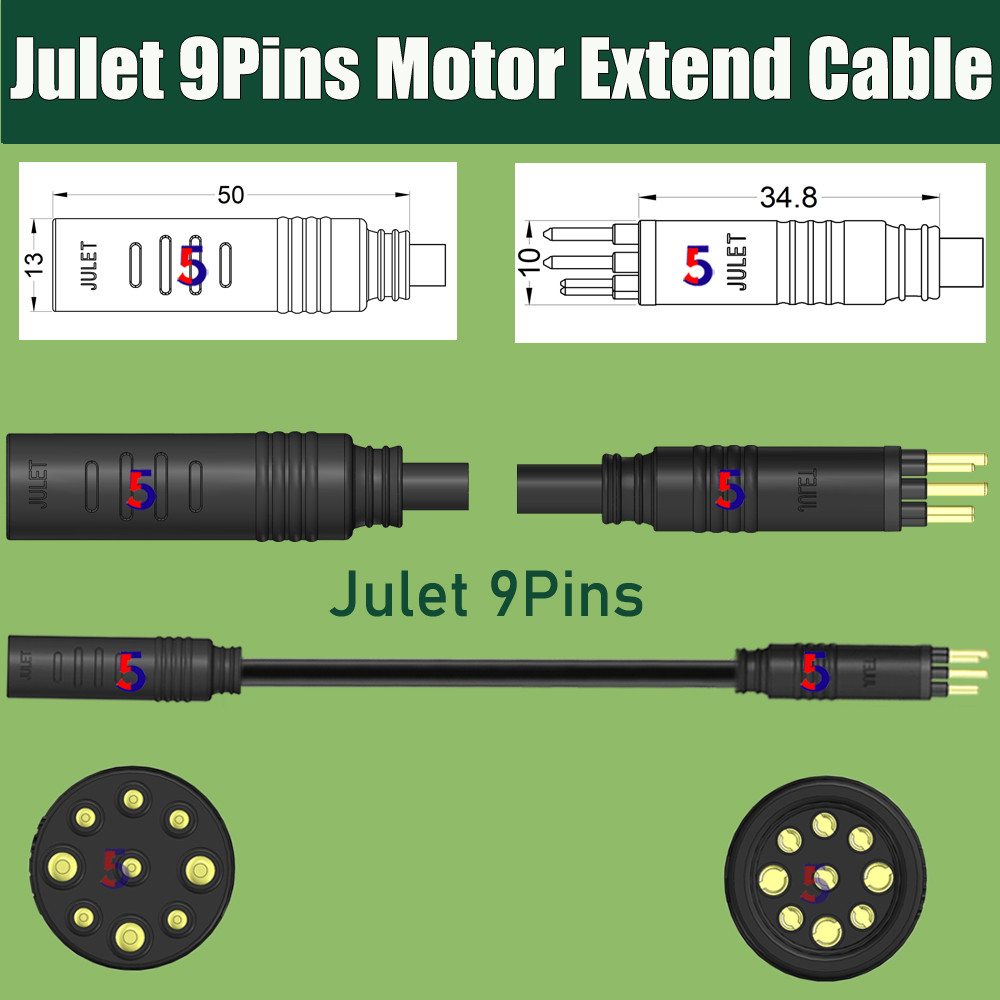 Ebike motor extend cable 9P Waterproof cableJulet 14 cable 12 extend cableBafang Mid Motor 14 Cable 