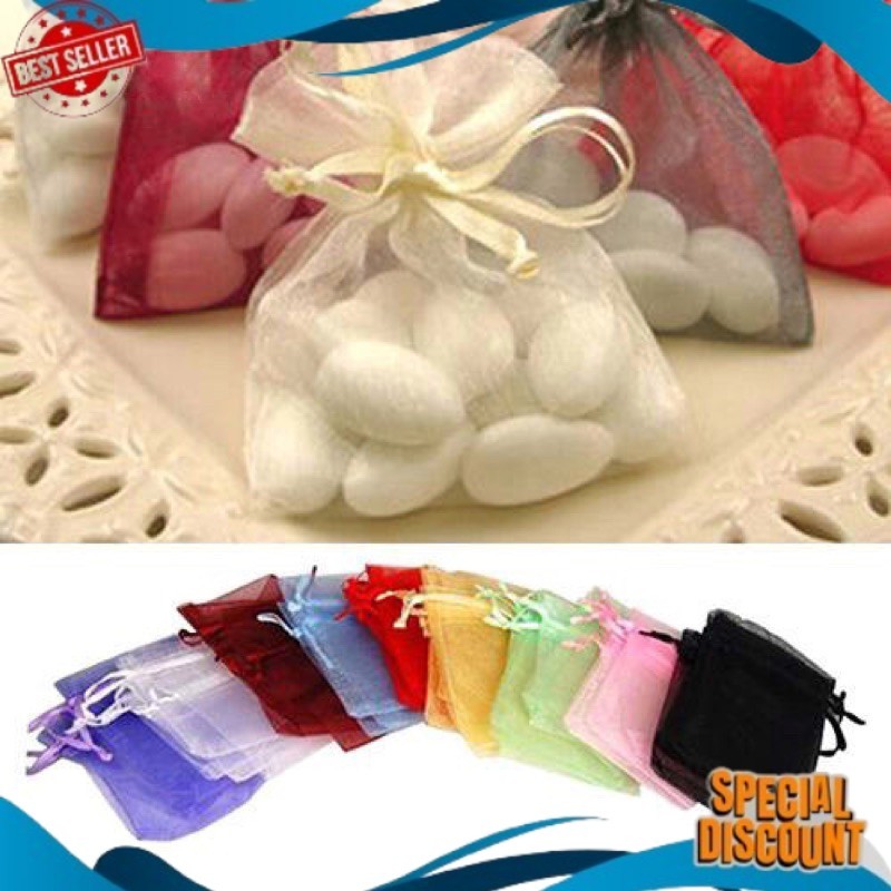 Tas serut organza pouch kain bungkus permen mini untuk hadiah gift wrap hampers BIG SALE 
