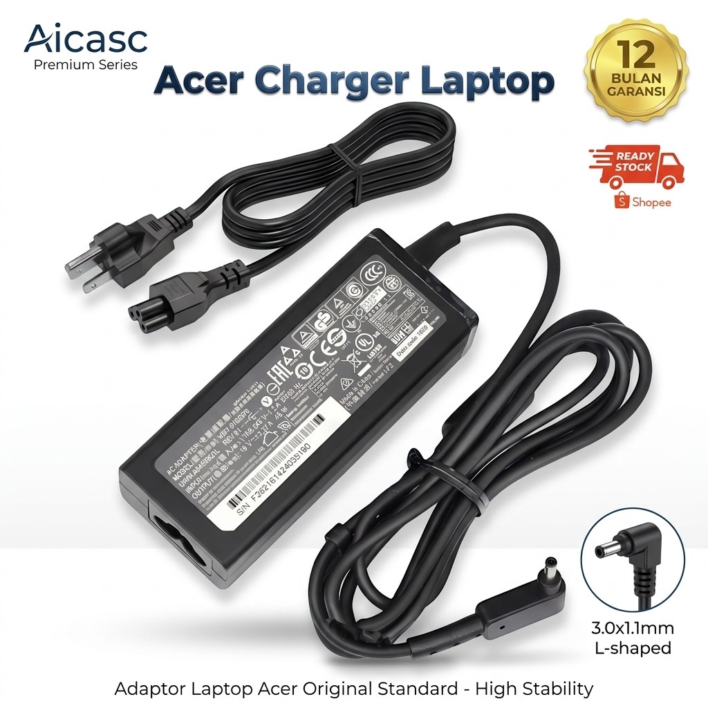 Ready Stock Aicasc Charger Adaptor Laptop Acer Original Aspire 3 A314 Aspire 5 A514 A515 Swift A514-