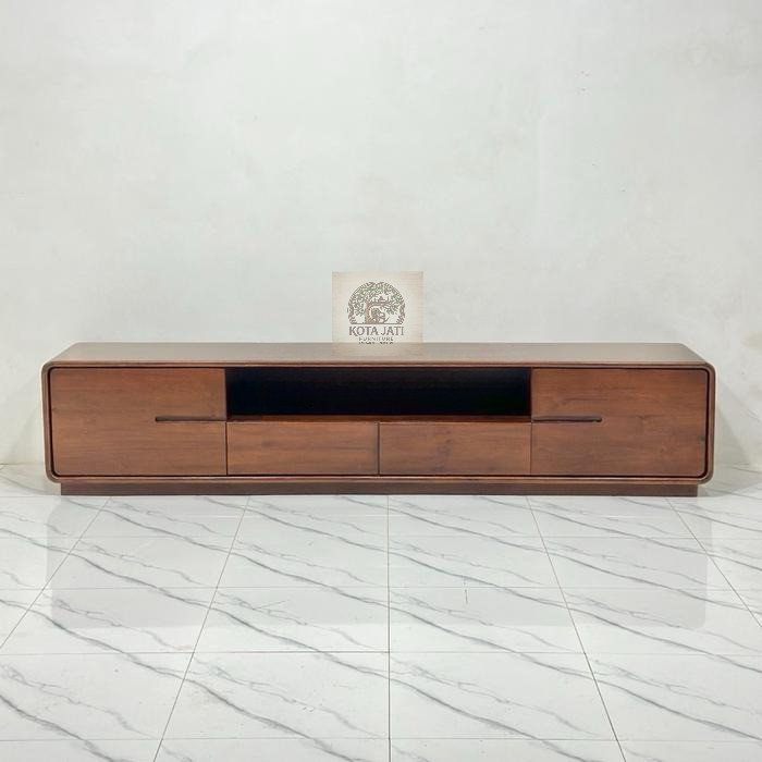 Bufet meja tv retro minimalis kayu jati 2 pintu 2 laci