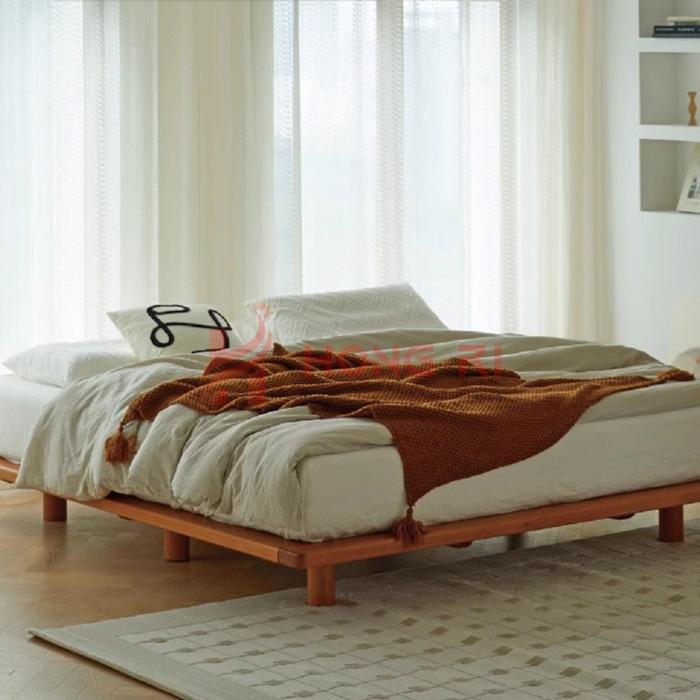 Dipan tempat tidur kayu dipan tempat tidur LED lampu dipan teruntai Furniture - NATURAL, 90x200