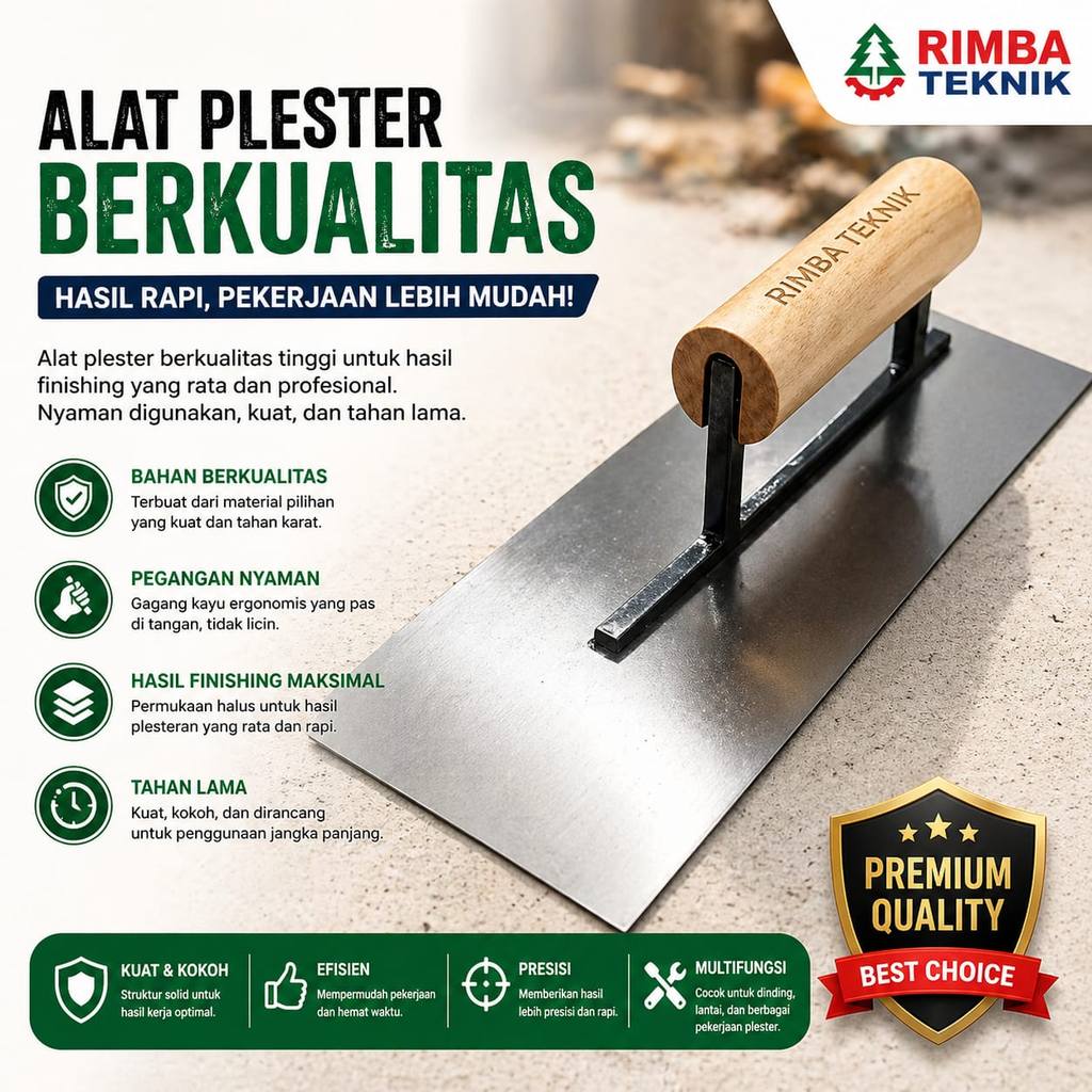Raskam Wilmer Besi 10 inch Gagang Kayu & Raskam Plastik Roskam Penghalus Tembok - kotak