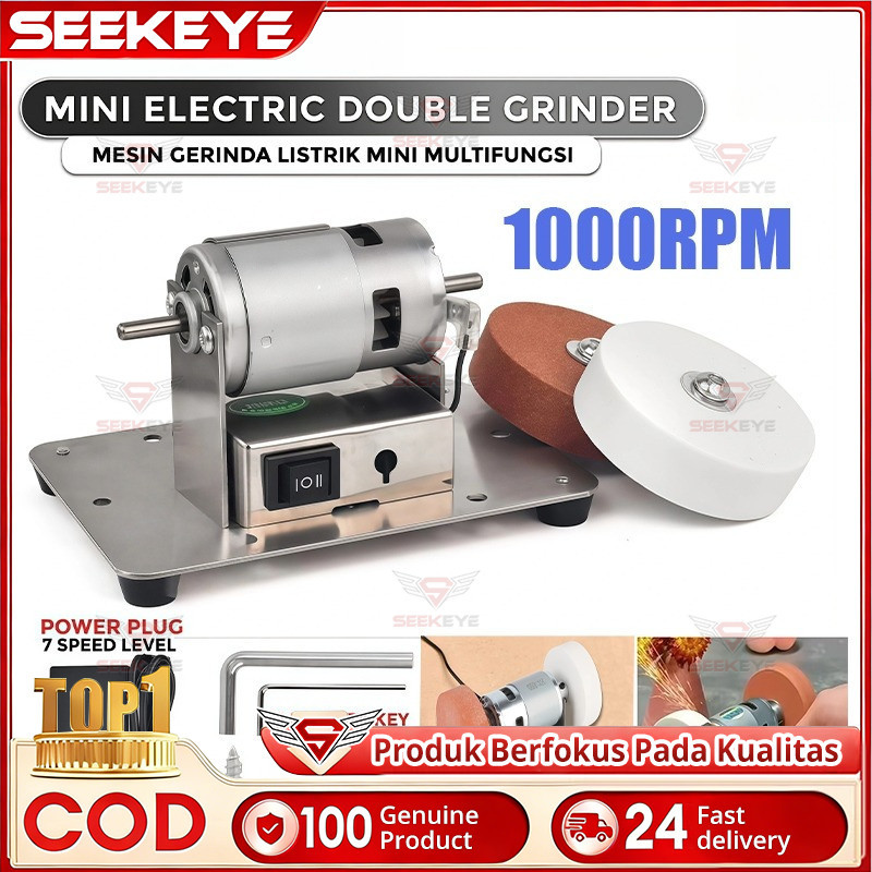 1000RPM Mini Mesin Gerinda Duduk Stand Holder Penggerindaan Kasar Dan Halus Dengan Mata Gurinda Pole