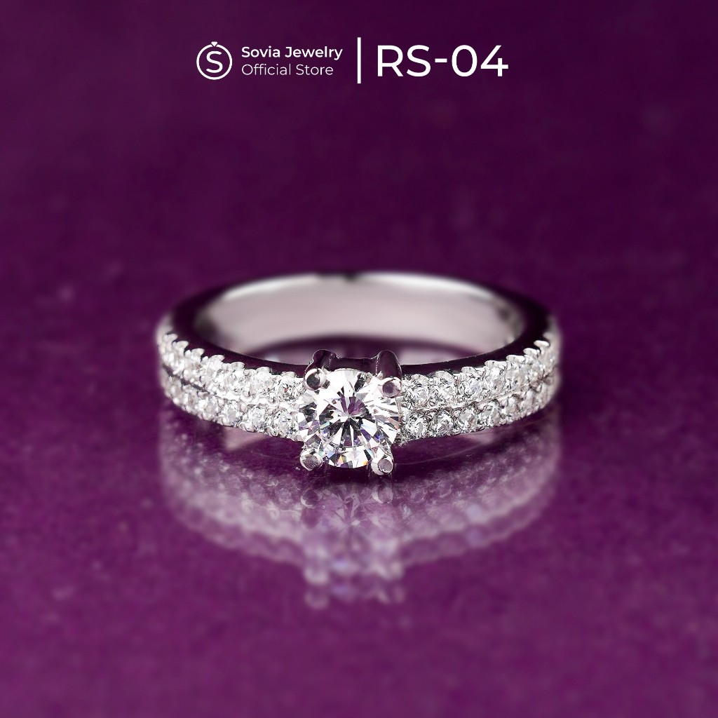 Sovia Jewelry - Sovia Jewelry Cincin Cewek Solitaire Emas Putih 5% - 75% Model RS 04