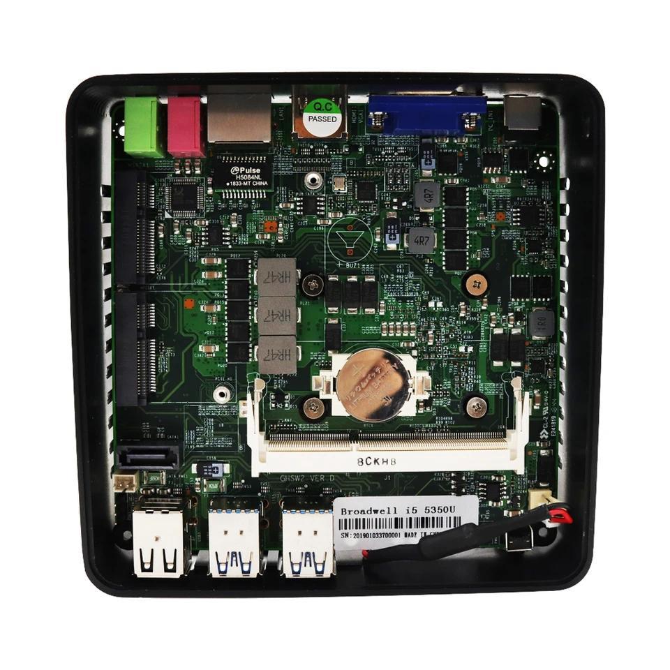 Fanless Mni Pc Core i5 5287U i7 5500U 4500U i3 5005U 4010Y VGA HD Display Gigabit Lan Win10 Portable